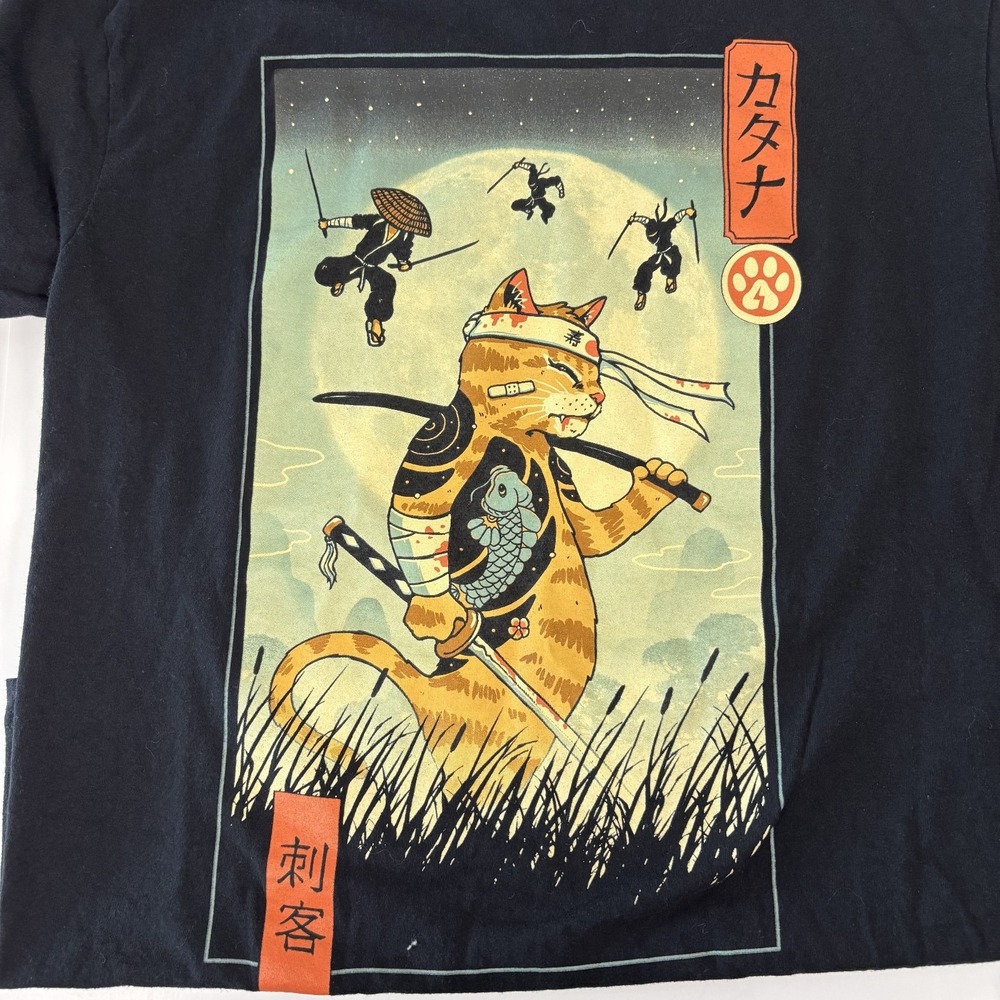 Threadless Vincent Trinidad Mens Medium Yellow Tabby Cat Short Sleeve T-Shirt